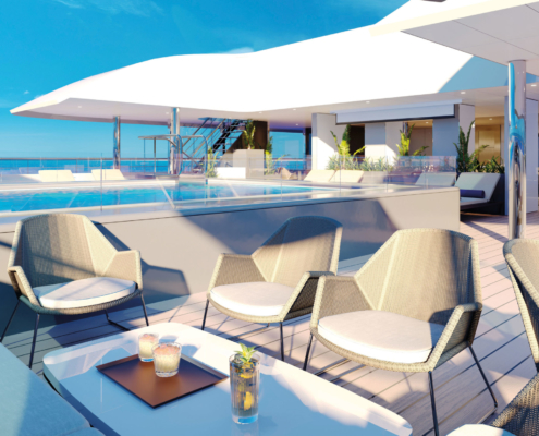 Pool Deck lounge area auf der Emerald Azzurra