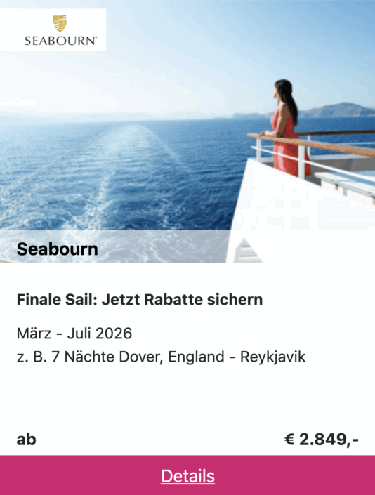 Für mehr Details klicken - Seabourn Angebot